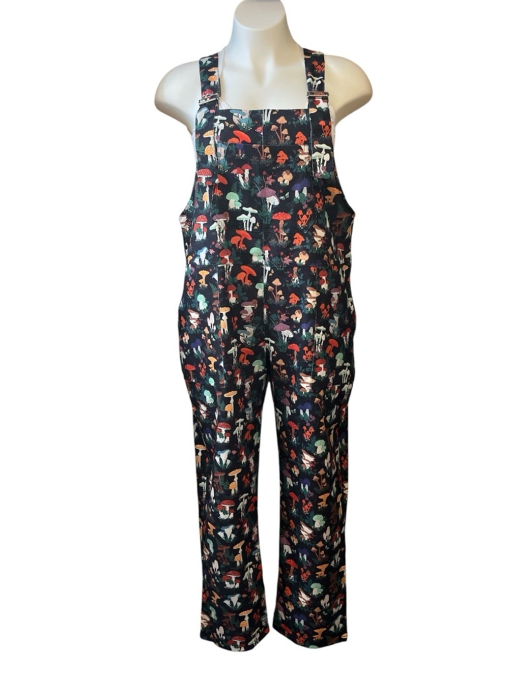 L.A. Soul Colorful Mushroom Print Corduroy Overalls Unisex NWT